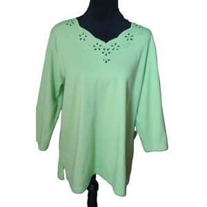 Quacker Factory by Jeanne Bice Women's L Lime Green Top, NWOT